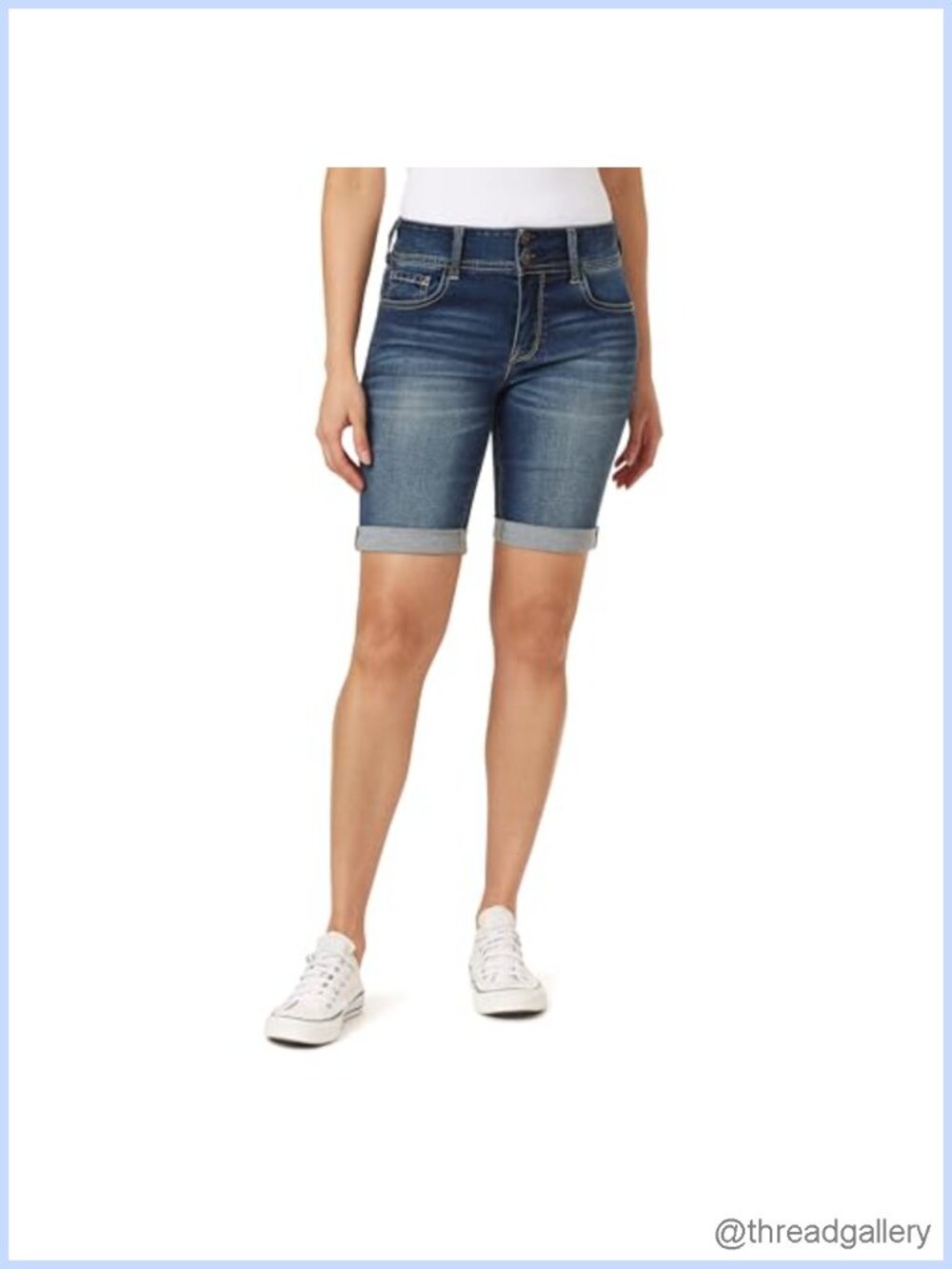 Women's Bermuda Denim Shorts Mid Rise 9" Inseam Insta Soft Stretch